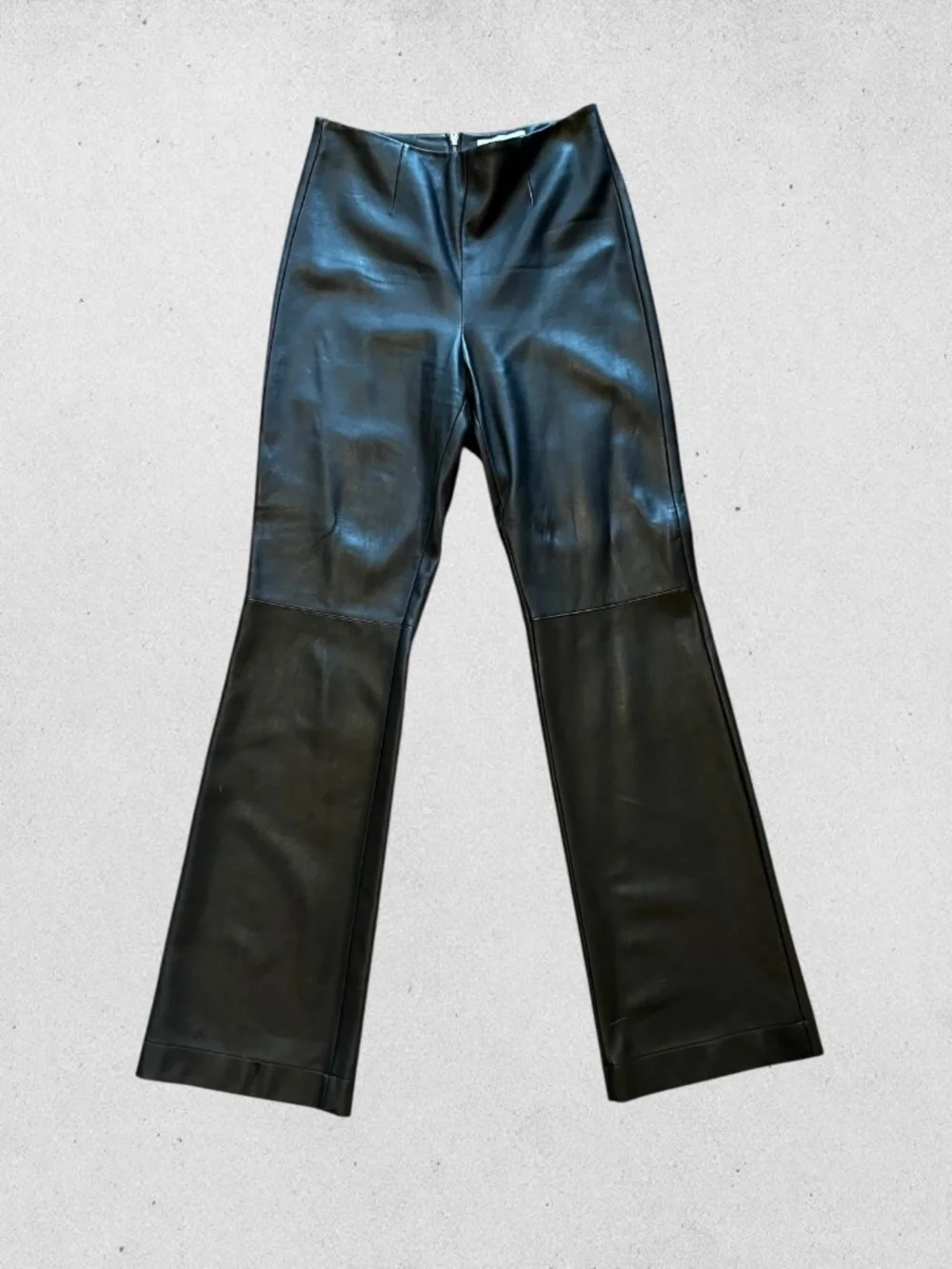 Ena Pelly High Rise Black Leather Flare Pants Size 4 Chic Minimalist Luxe